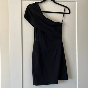 Superdown one shoulder mesh mini dress